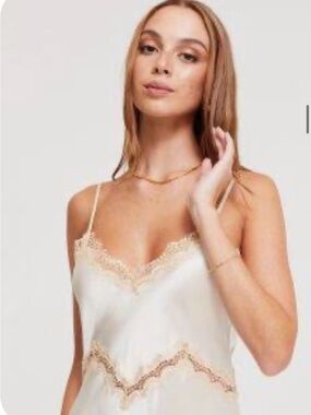 Ginia Ivory Lace-Trim Slip Maxi Dress